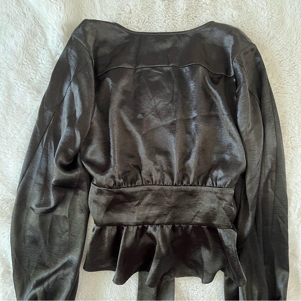 Guess Juley Satin Tie Front Blouse - Picture 7 of 12